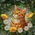 Ginger Tabby Cat Daisy Poppy Flowers - Tiffany Glass Mosaic Home Window Decor for Cat Lovers Stained Glass Suncatcher - 5
