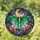 Vibrant Green Luna Moth Golden Crescent Moon Stained Glass Art, Blooming Flowers Berries Stained Glass Suncatcher - 2