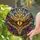 Fiery Golden Dragon Eye Stained Glass Art - Tiffany Style Jewel Tones Mosaic Scales Stained Glass Suncatcher - 1
