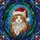 Fluffy Long-haired Tabby Cat Santa Hat Stained Glass - Christmas Cat Lover Gift Stained Glass Suncatcher - 5