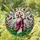 Jesus Christ Stained Glass Art with Cardinals, Flowering Branches & Mosaic Background Stained Glass Suncatcher - 2