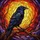 Majestic Black Raven Stained Glass Iridescent Feathers Tiffany Style Glowing Sunset Sky Stained Glass Suncatcher - 5