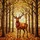 Intricate Glowing Stag Stained Glass - Autumn Forest Deer Art Warm Horizon Window Decoration Stained Glass Suncatcher - 5