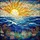 Radiant Sun Ocean Seascape Marine Life, Coral & Starfish - Jewel Tone Window Art Decor Stained Glass Suncatcher - 5