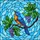 Blue Orange Songbird Stained Glass Art with Purple Berries, Green Leaves - Tiffany Style Decor Stained Glass Suncatcher - 5