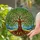 Tree of Life Stained Glass Art - Tiffany Style Mosaic Gnarled Trunk Roots & Canopy Stained Glass Suncatcher - 1