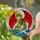 Green Dragon Red Wings Horns Green Eyes - Tiffany Stained Glass Ocean Waves Sun Stained Glass Suncatcher - 1
