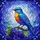 Vibrant Blue Bird Stained Glass Art with Deep Purple Berries - Tiffany Style Jewel Tones Stained Glass Suncatcher - 5