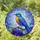 Vibrant Blue Bird Stained Glass Art with Deep Purple Berries - Tiffany Style Jewel Tones Stained Glass Suncatcher - 2