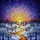 Winding Golden Path Winter Village Stained Glass Twilight Sunset Art - Home Decor Display Stained Glass Suncatcher - 5