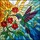 Iridescent Hummingbird Stained Glass Red Flowers Mosaic Amber Blue Teal Sky Tiffany Style Stained Glass Suncatcher - 5