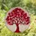 Deep Red Tree Heart Leaves Stained Glass Tiffany Style Mosaic Art - Home Decor Gift Stained Glass Suncatcher - 2