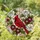 Brilliant Red Cardinal Stained Glass with Flowers & Wood Grain Mosaic Background Stained Glass Suncatcher - 2
