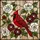 Brilliant Red Cardinal Stained Glass with Flowers & Wood Grain Mosaic Background Stained Glass Suncatcher - 5
