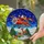 Santa Claus Biplane Reindeer Christmas Tree Winter Night Snowflakes Tiffany Glass Stained Glass Suncatcher - 1