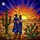 Cowboy Cowgirl Couple Desert Sunset Saguaro Prickly Pear Lone Star Stained Glass Art Stained Glass Suncatcher - 5