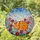Sleeping Tabby Cat Stained Glass Art, Tiffany Style Jewel Tone Flowers & Mosaic Sky Stained Glass Suncatcher - 2