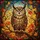 Great Horned Owl Stained Glass Mosaic Autumn Leaves Tree Branch Window Panel Art Stained Glass Suncatcher - 5
