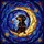 Black Tan Dachshund Dog Golden Crescent Moon Celestial Stars Tiffany Stained Glass Stained Glass Suncatcher - 5