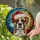 Boxer Dog Santa Hat Stained Glass Mosaic Tiffany Art - Christmas Holiday Dog Lover Gift Stained Glass Suncatcher - 1