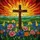 Highly Detailed Tiffany Style Stained Glass Wooden Cross Wildflower Hills Sunrise Sunset Jewel Tones Stained Glass Suncatcher - 5