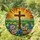 Highly Detailed Tiffany Style Stained Glass Wooden Cross Wildflower Hills Sunrise Sunset Jewel Tones Stained Glass Suncatcher - 2