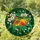 Stained Glass Peaches Orange Yellow Red Cream Flowers Emerald Teal Green Foliage Stained Glass Suncatcher - 2