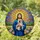 Jesus Christ Shih Tzu Dog Stained Glass Sunburst Flowers Translucent Jewel Tones Stained Glass Suncatcher - 2