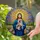 Jesus Christ Shih Tzu Dog Stained Glass Sunburst Flowers Translucent Jewel Tones Stained Glass Suncatcher - 1