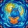 Smiling Light Blue Hippo Reading Book, Stained Glass Sun Moon Water Ripple Mosaic Art Stained Glass Suncatcher - 5