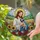 Jesus Embracing Pug Puppy Stained Glass Sunflowers Roses Daisies Hills Sky Stained Glass Suncatcher - 2