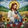 Jesus Embracing Pug Puppy Stained Glass Sunflowers Roses Daisies Hills Sky Stained Glass Suncatcher - 5