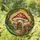 Mushroom House Bookshelf Stained Glass Style Toadstool Forest Dappled Light Scene Stained Glass Suncatcher - 1