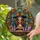 Mystical Witch Potion Stained Glass - Autumn Leaves Mosaic & Ornate Arched Window Art Stained Glass Suncatcher - 2