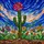 Colorful Stained Glass Cactus Pink Bloom - Tiffany Style Floral Mosaic Abstract Sky Stained Glass Suncatcher - 5