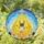 French Bulldog Floating UFO Stained Glass Suncatcher - Daisies & Radiant Beam Art - 1