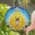 French Bulldog Floating UFO Stained Glass Suncatcher - Daisies & Radiant Beam Art - 2