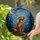 Tiffany Mosaic Stained Glass Labrador Dog Crescent Moon Pine Trees Starry Night Sky Stained Glass Suncatcher - 2