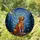 Tiffany Mosaic Stained Glass Labrador Dog Crescent Moon Pine Trees Starry Night Sky Stained Glass Suncatcher - 1