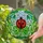 Ladybug Shamrock Stained Glass Mosaic Art - Intricate Jewel Tones with Foliage Sky Background Stained Glass Suncatcher - 2