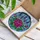 Magenta Rose Pink Rosebuds Purple Flowers Blue Mosaic - Tiffany Style Stained Glass Floral Art Stained Glass Suncatcher - 3