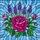 Magenta Rose Pink Rosebuds Purple Flowers Blue Mosaic - Tiffany Style Stained Glass Floral Art Stained Glass Suncatcher - 5