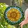 Radiant Sunflower Stained Glass Mosaic with Textured Petals, Sky & Foliage Background Stained Glass Suncatcher - 2