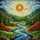 Detailed Winding River Mountain Valley Pine Forest Tiffany Stained Glass Sun Art Stained Glass Suncatcher - 5