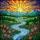 Tiffany Stained Glass River Mountain Landscape Wildflower Sun - Nature Decor Gift Stained Glass Suncatcher - 5