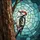 Vibrant Red Woodpecker Stained Glass Art - Tiffany Style Tree Trunk Mosaic Jewel Tones Stained Glass Suncatcher - 5