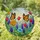 Stained Glass Monarch Butterfly Marigold Hyacinth Tulip Flowers - Tiffany Jewel Tone Art Stained Glass Suncatcher - 1