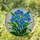 Blue Poppy Stained Glass Floral Art - Tiffany Mosaic Bouquet with Dappled Light Effect Stained Glass Suncatcher - 1
