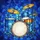 Prominent Bass Drum Snare Toms Golden Cymbals Tiffany Glass Blue Mosaic - Music Gift Stained Glass Suncatcher - 5