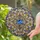 Star of David Stained Glass Mandala Scrollwork - Blue Gold Bronze Abstract Mosaic Intricate Art Stained Glass Suncatcher - 2